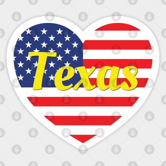 Texas American Flag Heart Sticker by DPattonPD